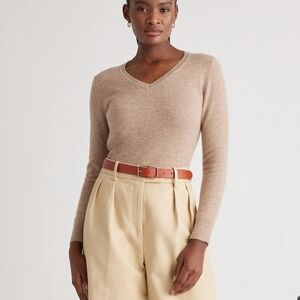 Quince Women's 100% Cashmere V-Neck Sweater - Beige